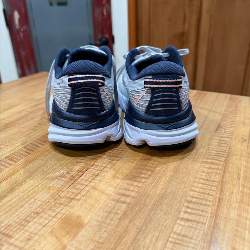 Hoka Gray and Navy Running Shoes with Orange Detail - Picture 3 of 7